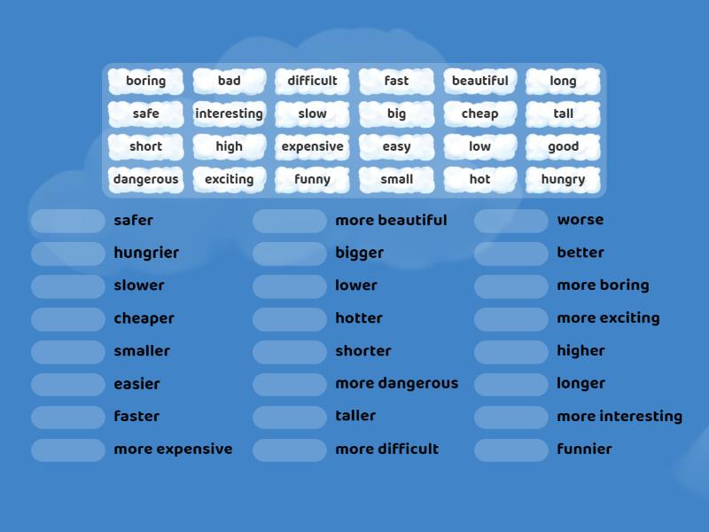 GO GETTER 2 U4 COMPARATIVE ADJECTIVES - Match up