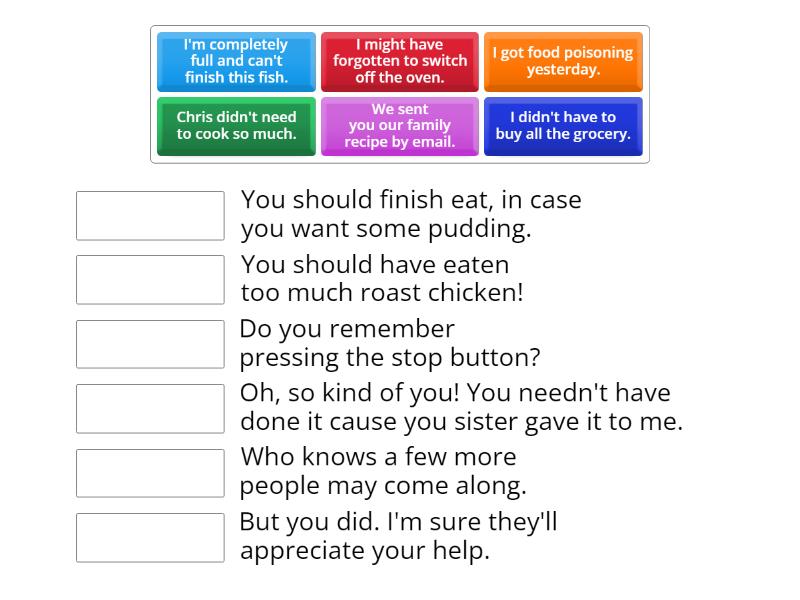 Modals Food - Match up