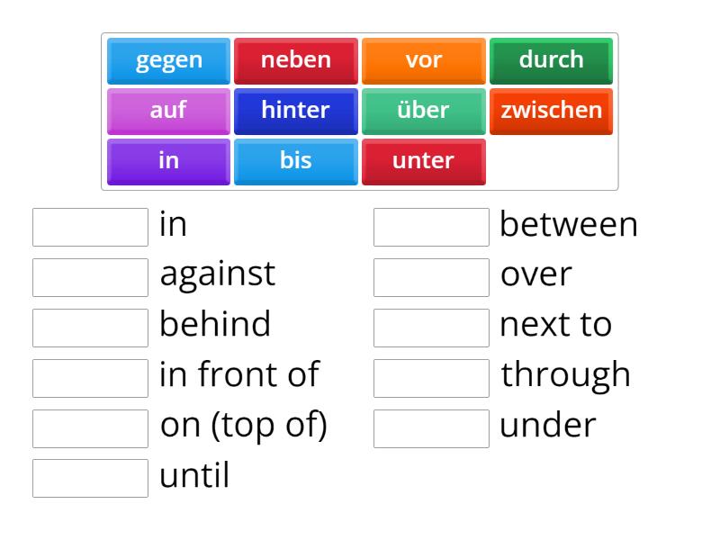 German Prepositions - Match up