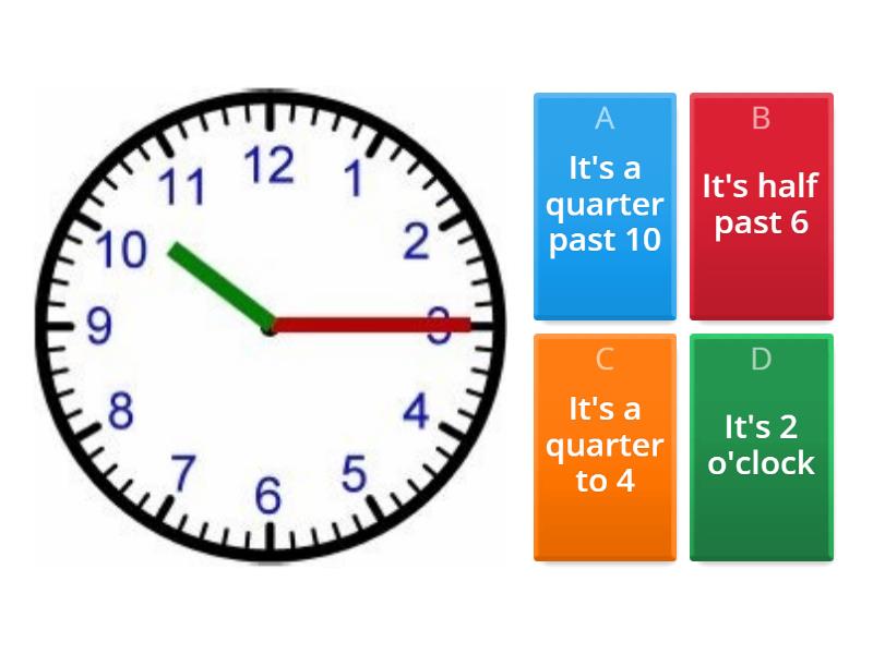 o`clock / half past / quarter past /quarter to - 4 класс - Quiz