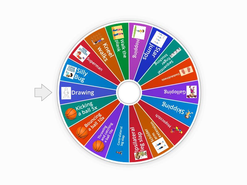 Gross motor checklist - Spin the wheel
