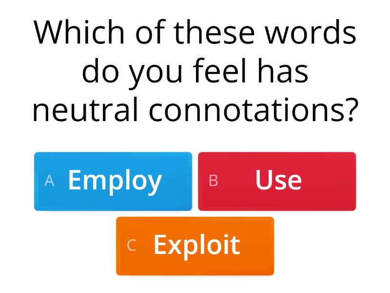 Neutral, Positive, and Negative Connotations - Quiz