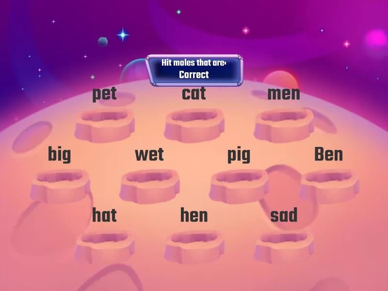 Short vowel -e- - Whack-a-mole