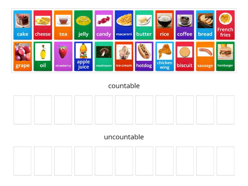 Unit 3 :Countable and uncountable nouns - Group sort