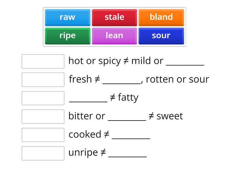 Focus 3 WORD STORE 4B | Describing food - Match up