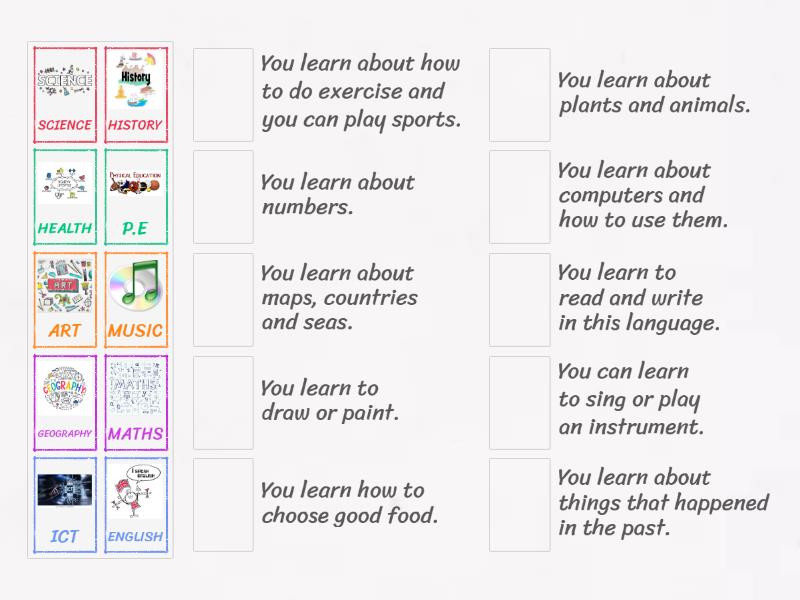Unit 3 - School Subjects - Match up