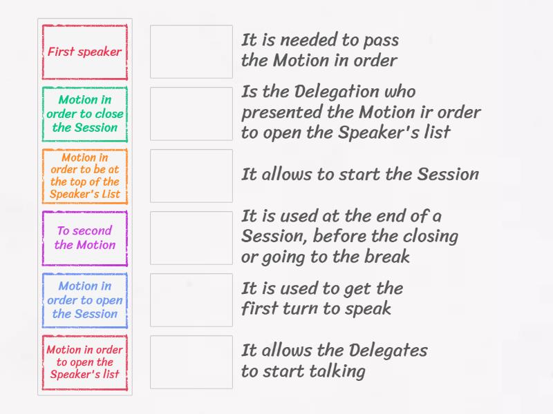 Motions Practice Match Up