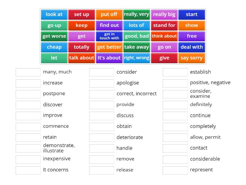 Formal vocabulary - Match up