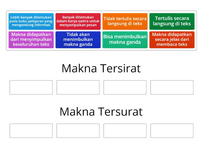 Perbedaan Makna Tersirat Dan Tersurat (X SMA/SMK) - Групповая сортировка