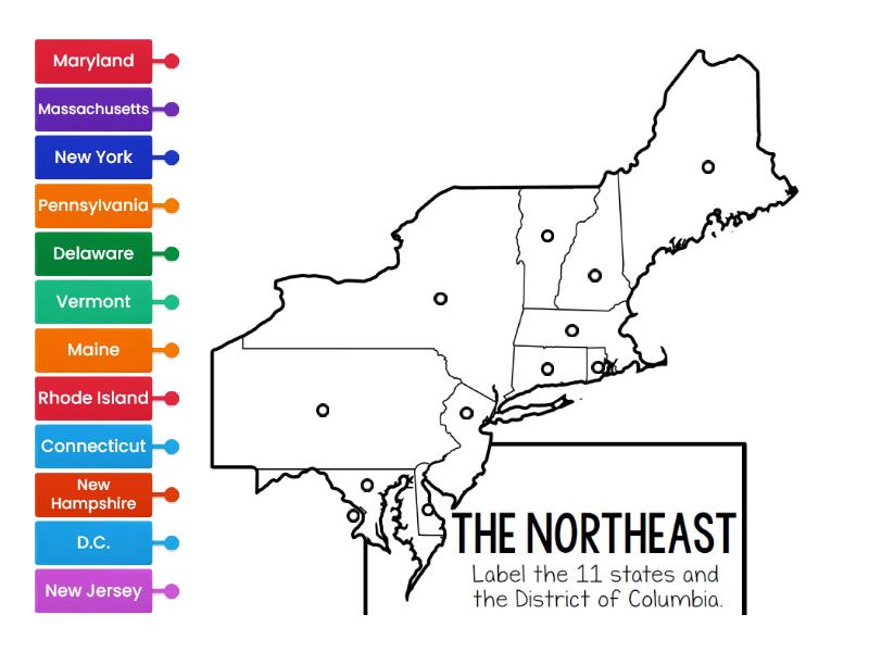 The Northeast - Labelled diagram