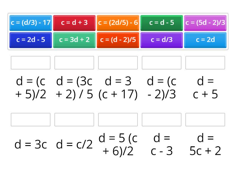 2.6 Deriving and using formulae - Match up
