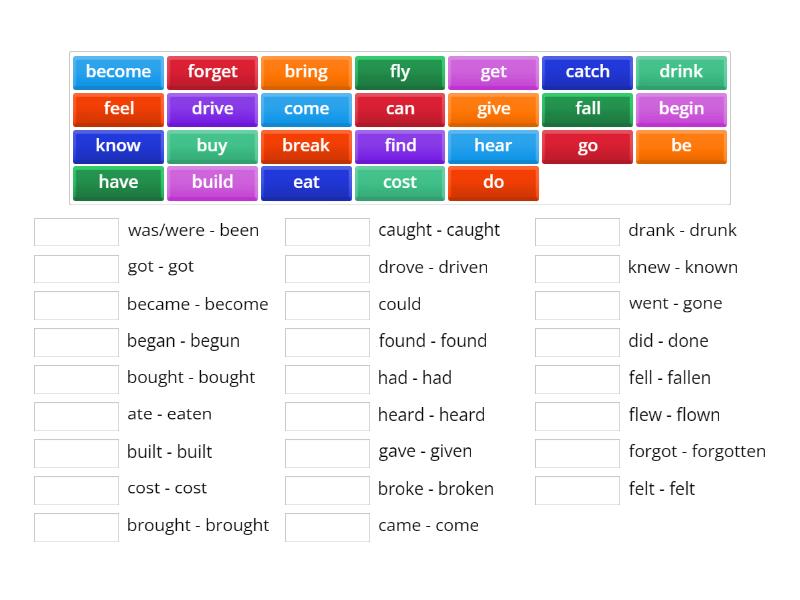 Irregular Verb - EF Elementary (part I) - Match up