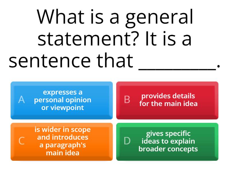 General Statement and Supporting Details - Cuestionario