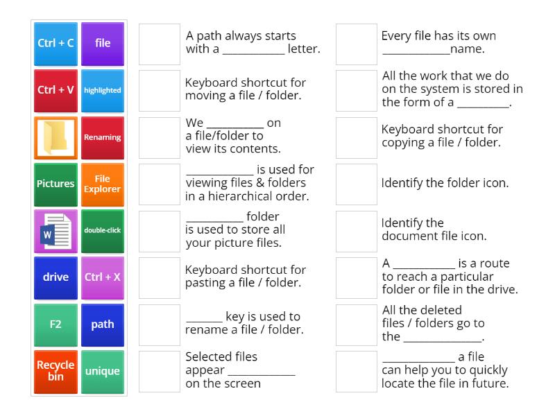 Features of File Management - Match up