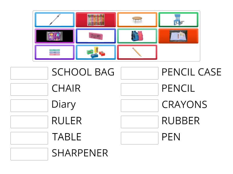 SCHOOL OBJECTS - Match up