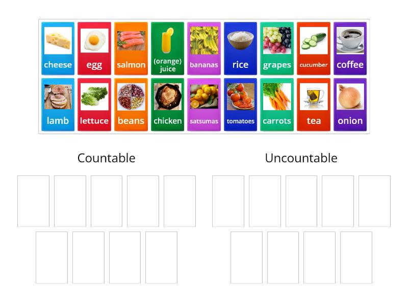 Countable & Uncountable Nouns - Group sort