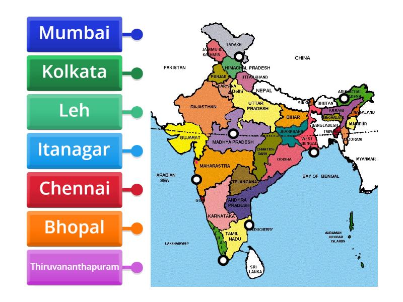 States and capital of India - Labelled diagram