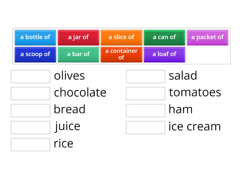 Types of Containers - Match up
