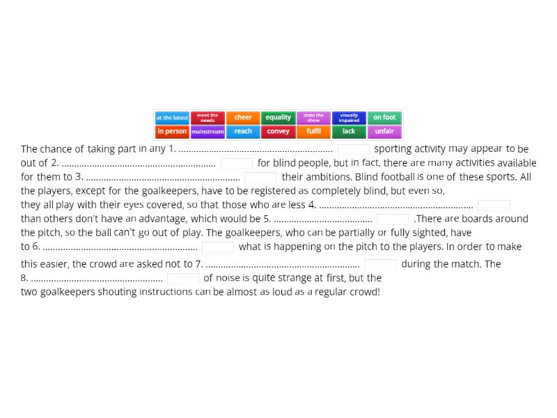 Unit 4 vocabulary 1º Bach - Complete the sentence