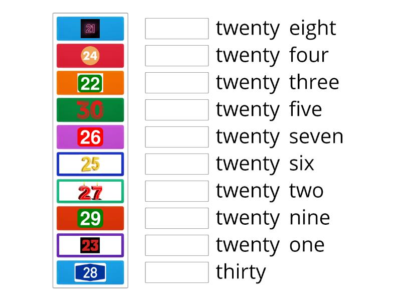 Number Names 21-30 - Match Up