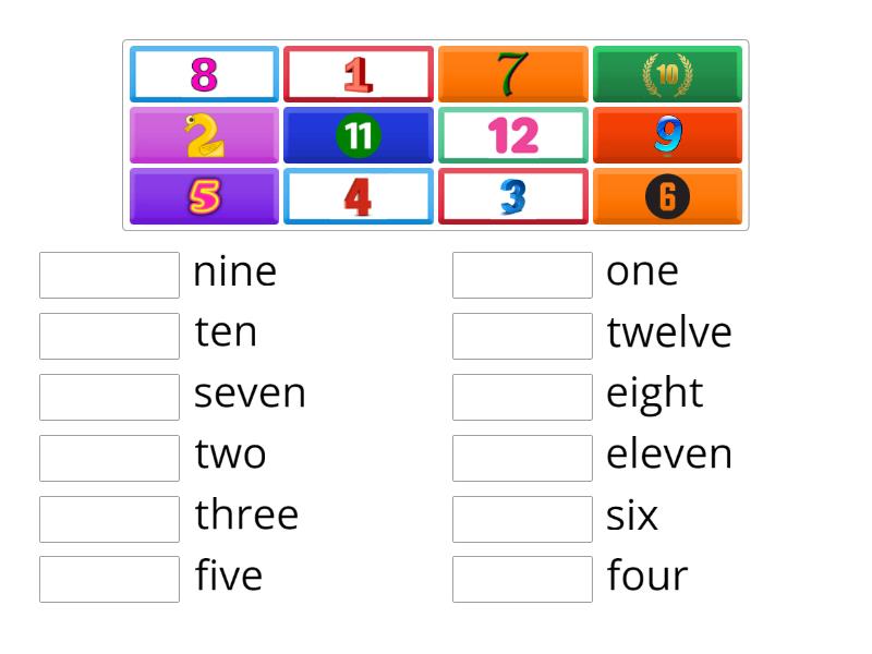 1-12 numbers - Match up