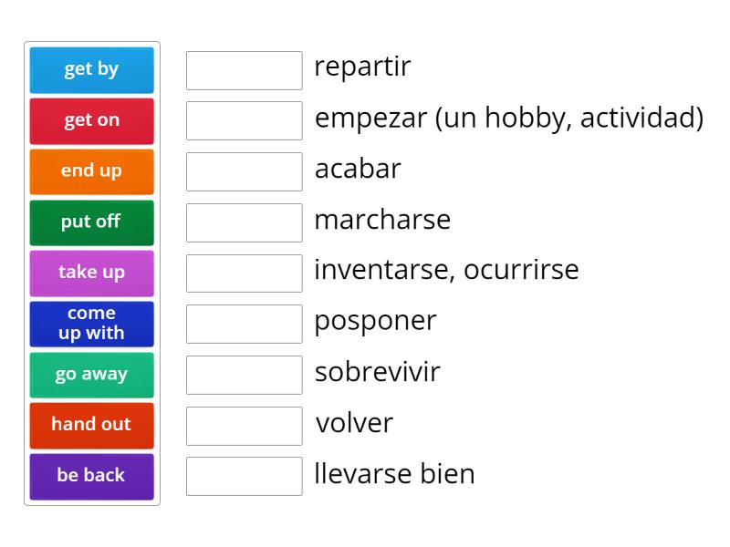 FCE phrasal verbs 1-b translation - Une las parejas