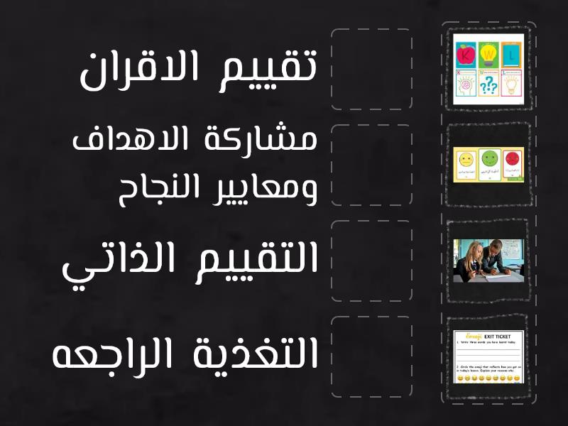 امثلة على خصائص التقويم من اجل التعلم المطابقة 