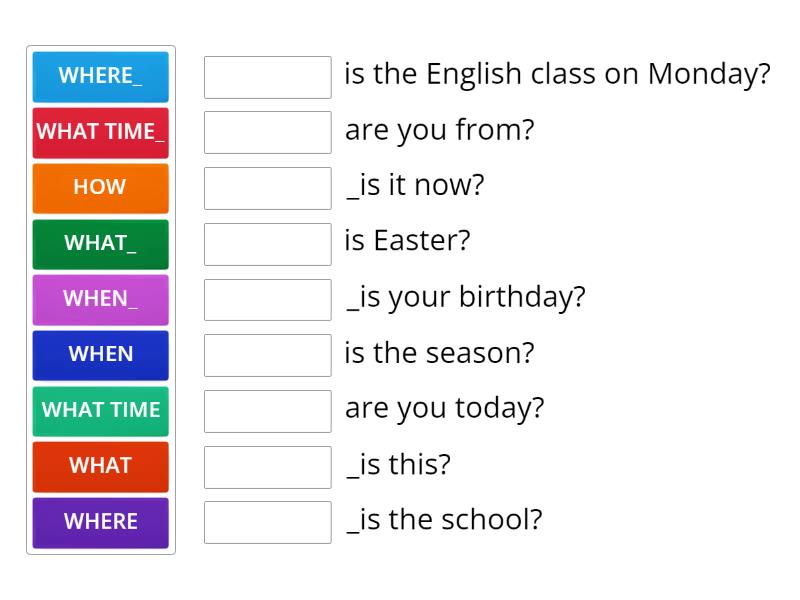 English 01 - WH Questions - Match up