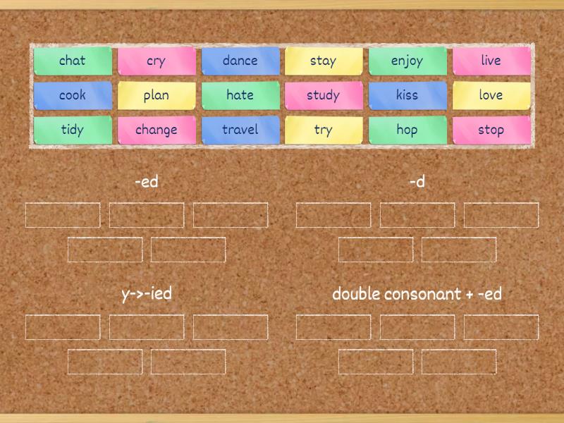 PWE2 U8 L.3.3 Past Simple regular verbs spelling rules - Group sort