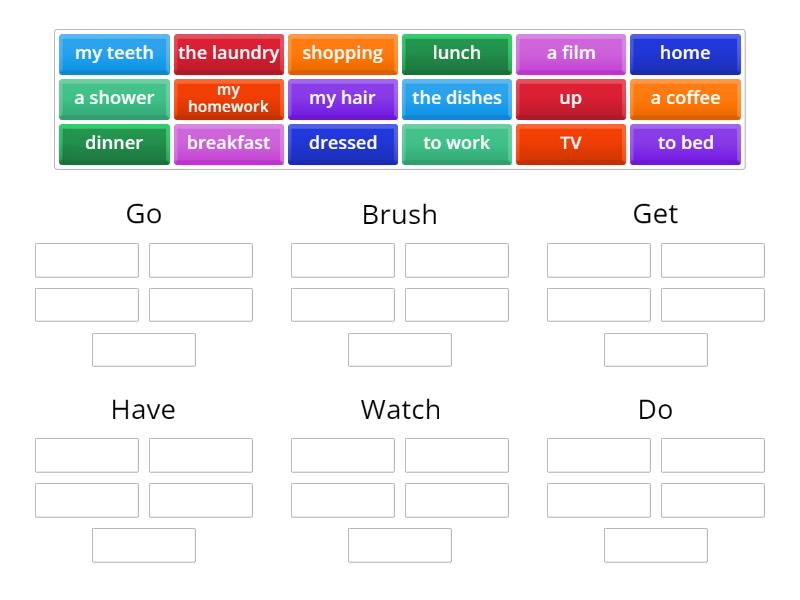 Verbs for daily routines - Group sort