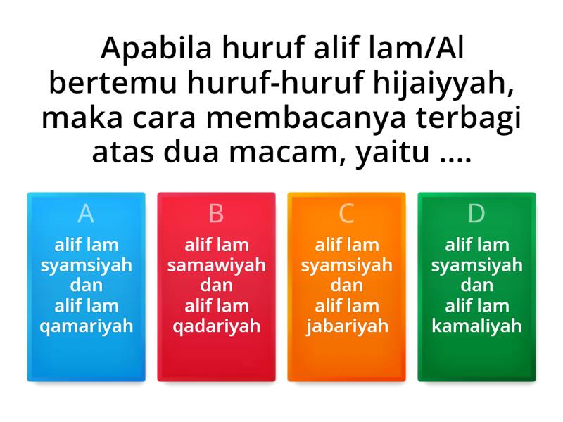 LATIHAN TENTANG AL-QAMARIYYAH DAN AL-SYAMSIYYAH - Quiz