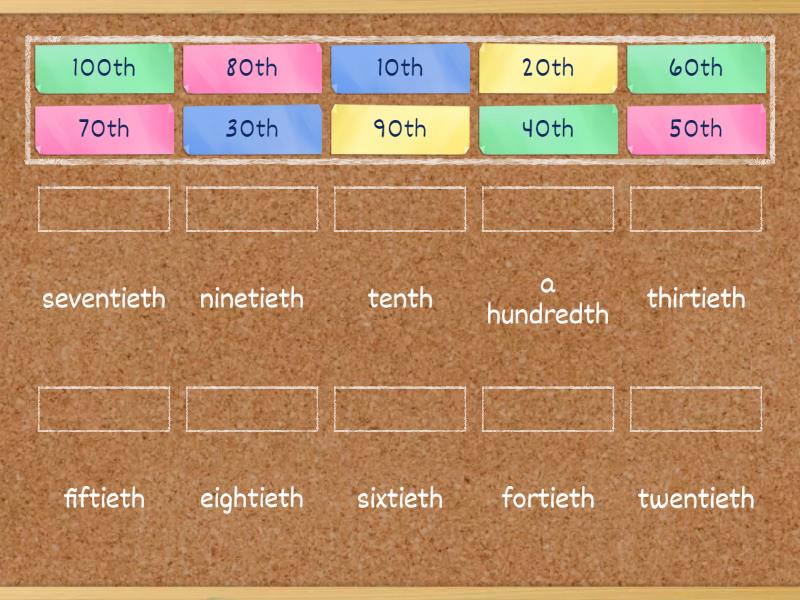 Ordinal Numbers 10th-100th - Une las parejas