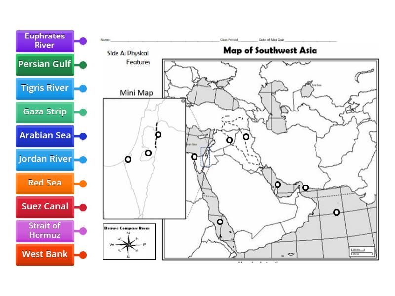 Southwest Asia Physical Features Labelled Diagram