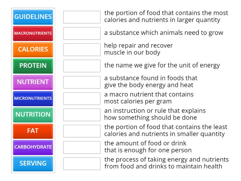 G11-T2-6.1-INTRO TO NUTRITION-KEYWORDS B - Match up