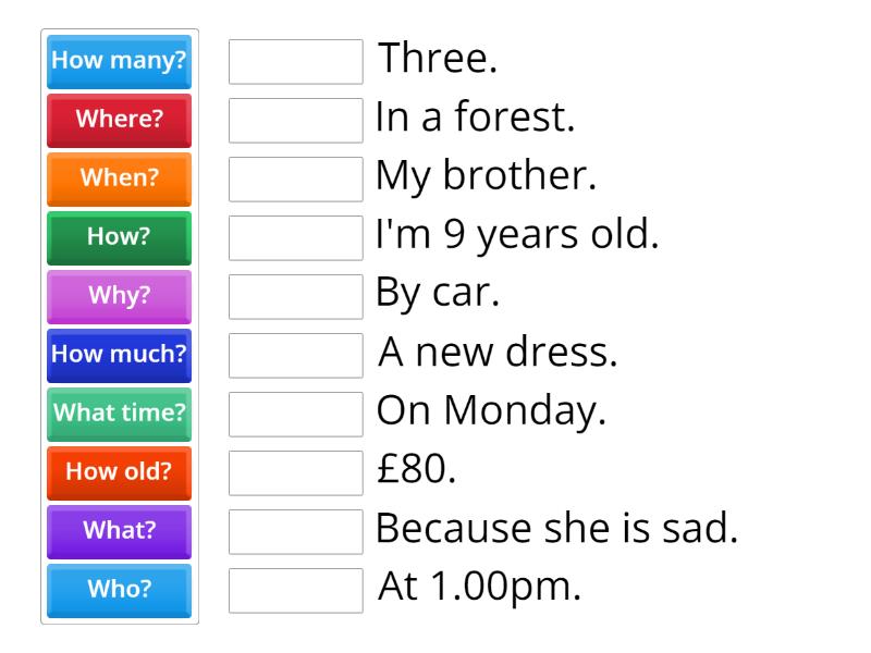 Question words - Match up