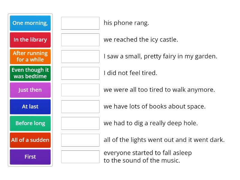 Sentence openers - Match up