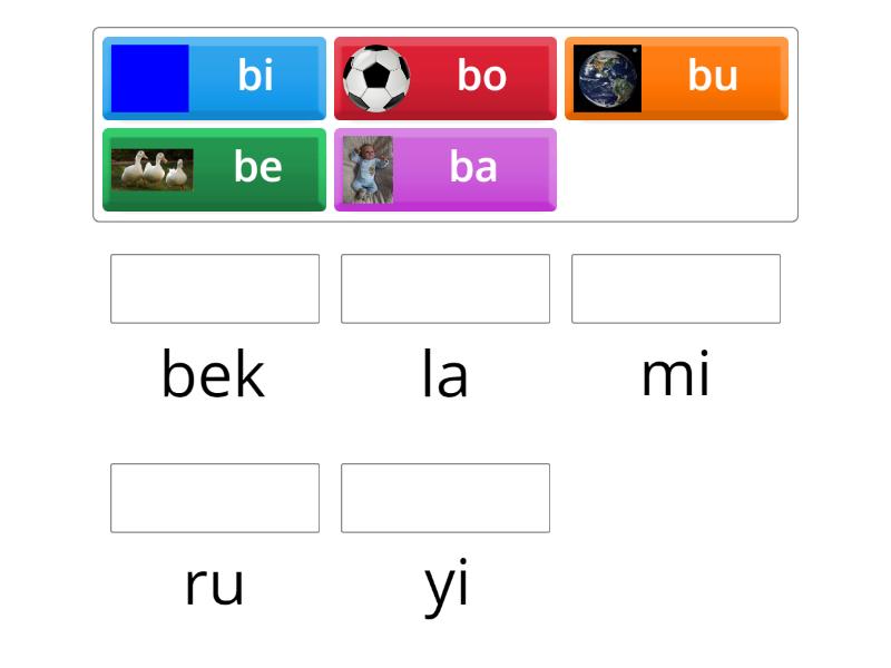 Dua Suku Kata (huruf B) - Match Up