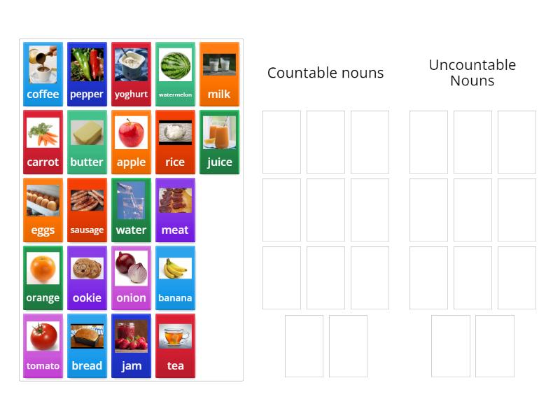 COUNTABLE AND UNCOUNTABLE NOUNS - Group sort