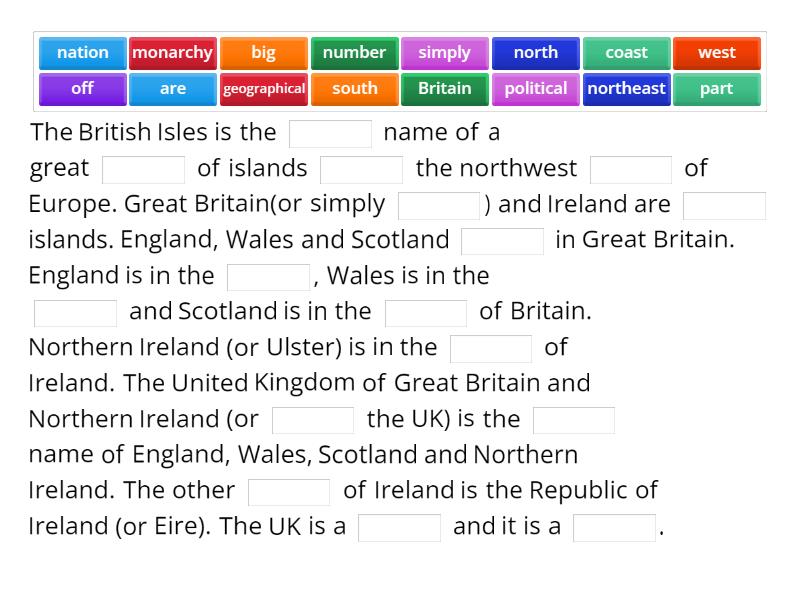 The British Isles - Complete the sentence