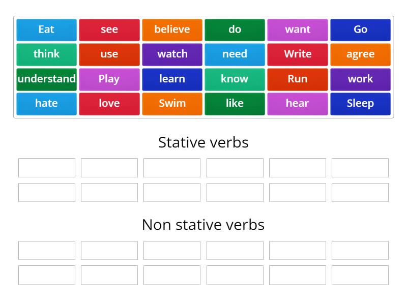 Unit 2 - Stative Verbs - Group Sort