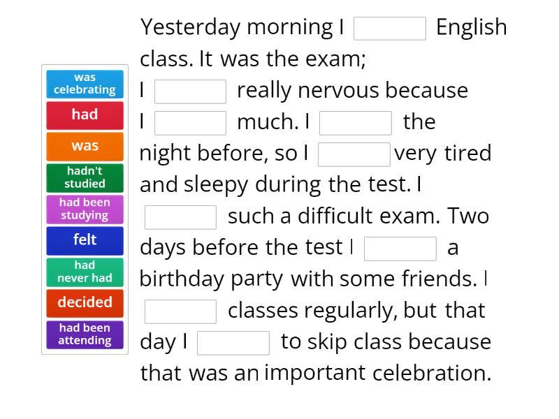Past tenses review copy - Complete the sentence