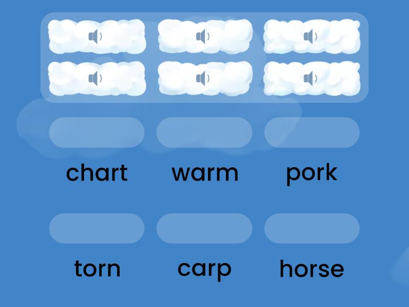 Wordwall Decoding: ar/or words #2 - Match up