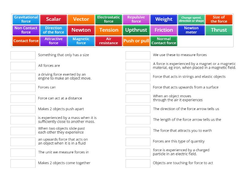 Forces KS3 - Match up