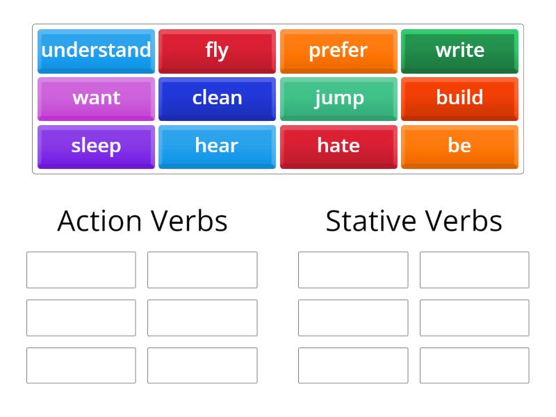 Action Verbs-Stative verbs - Group sort