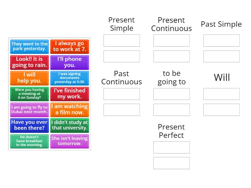 EF pre-intermediate grammar tenses unit 6C - Group sort