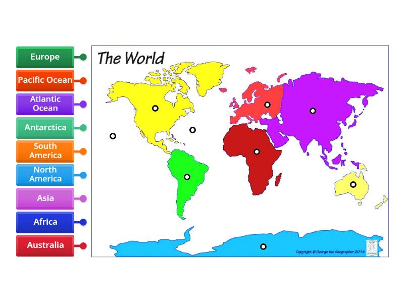 World Map - Labelled diagram