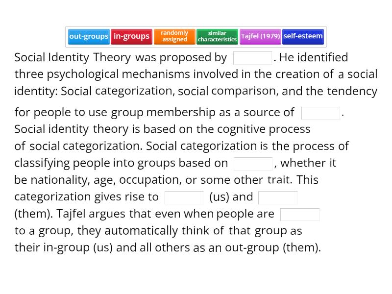 Social Identity Theory - Complete the sentence