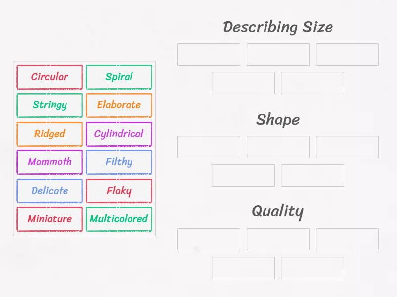 Describing Things - Group sort