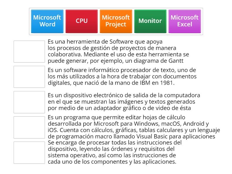Tipos de Software y Hardware - Une las parejas