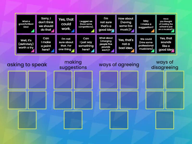 Making suggestions - Group sort